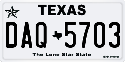 TX license plate DAQ5703