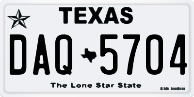 TX license plate DAQ5704