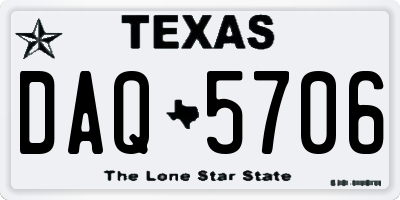 TX license plate DAQ5706