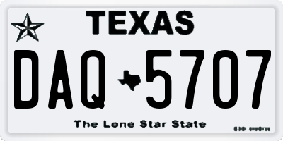 TX license plate DAQ5707