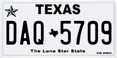 TX license plate DAQ5709
