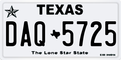 TX license plate DAQ5725