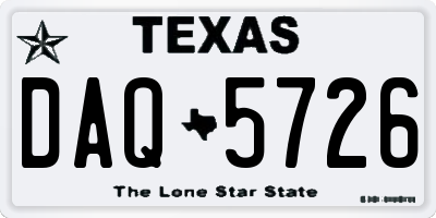 TX license plate DAQ5726