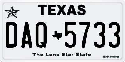 TX license plate DAQ5733