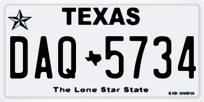 TX license plate DAQ5734
