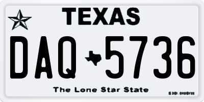 TX license plate DAQ5736