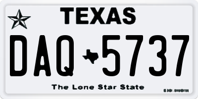 TX license plate DAQ5737