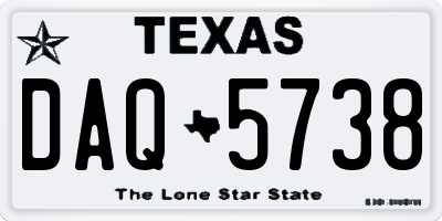TX license plate DAQ5738