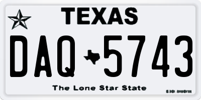 TX license plate DAQ5743