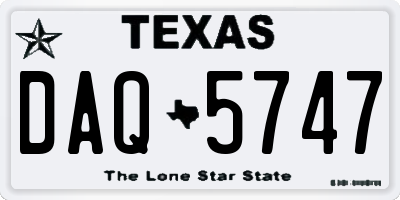 TX license plate DAQ5747