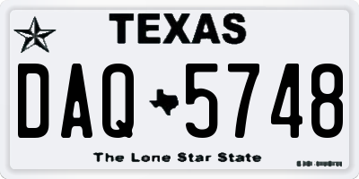 TX license plate DAQ5748