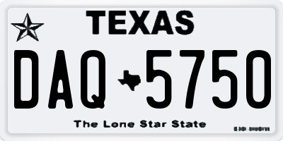 TX license plate DAQ5750