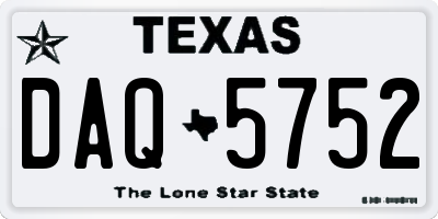 TX license plate DAQ5752