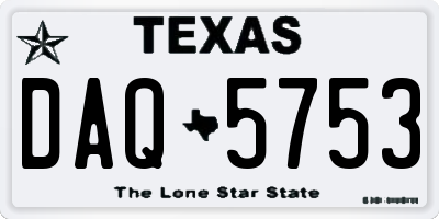 TX license plate DAQ5753