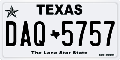 TX license plate DAQ5757
