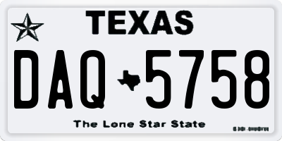 TX license plate DAQ5758