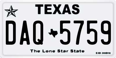 TX license plate DAQ5759
