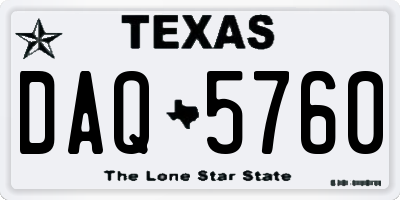 TX license plate DAQ5760