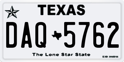 TX license plate DAQ5762