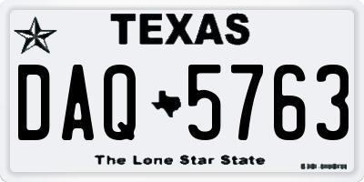TX license plate DAQ5763