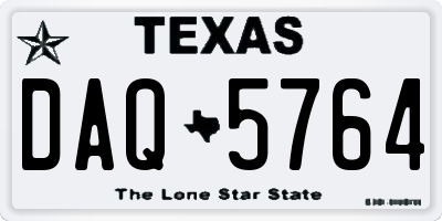 TX license plate DAQ5764