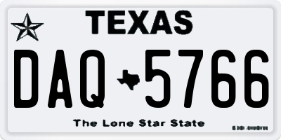 TX license plate DAQ5766