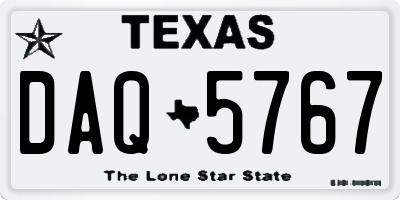 TX license plate DAQ5767