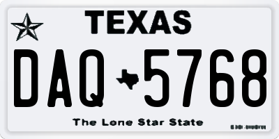 TX license plate DAQ5768
