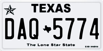 TX license plate DAQ5774