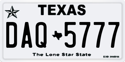 TX license plate DAQ5777