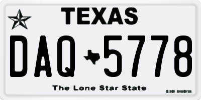 TX license plate DAQ5778