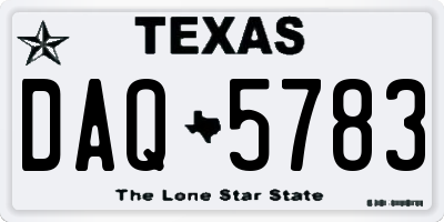 TX license plate DAQ5783