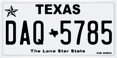 TX license plate DAQ5785