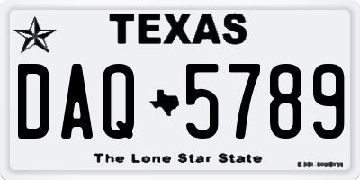 TX license plate DAQ5789