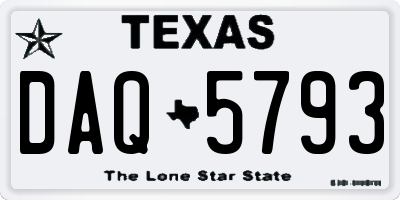 TX license plate DAQ5793