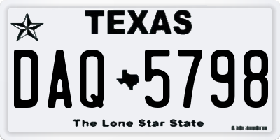TX license plate DAQ5798
