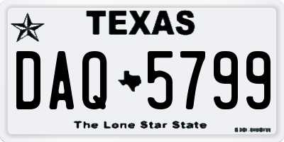 TX license plate DAQ5799