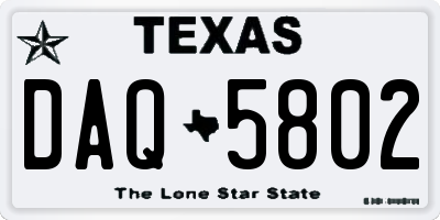 TX license plate DAQ5802