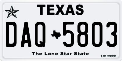 TX license plate DAQ5803