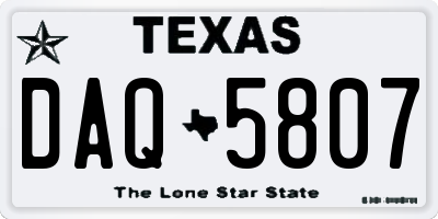 TX license plate DAQ5807