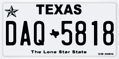 TX license plate DAQ5818