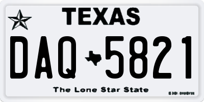 TX license plate DAQ5821