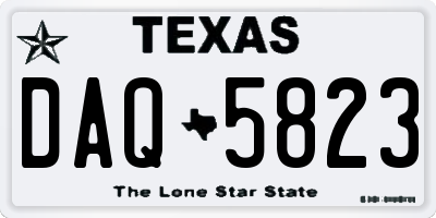 TX license plate DAQ5823