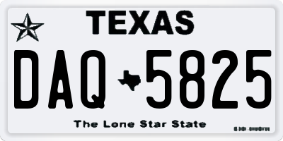 TX license plate DAQ5825