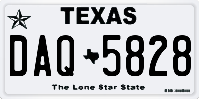 TX license plate DAQ5828