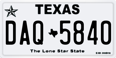 TX license plate DAQ5840