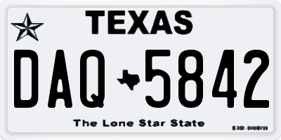TX license plate DAQ5842