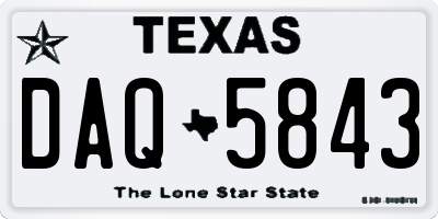 TX license plate DAQ5843