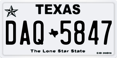 TX license plate DAQ5847