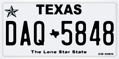 TX license plate DAQ5848